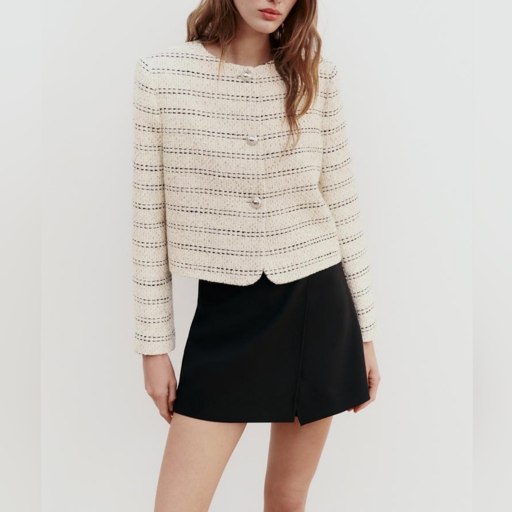 Zara Shoulder Pad Cropped Jacket